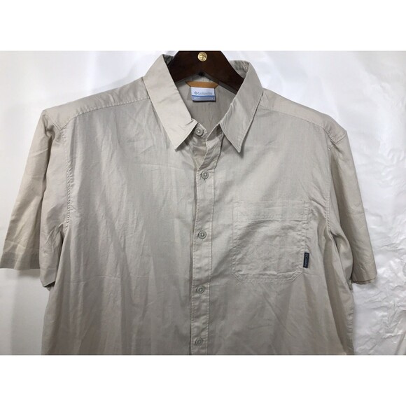 Columbia mens Tan Button Down Utility Lite Novelty large - Picture 2 of 7